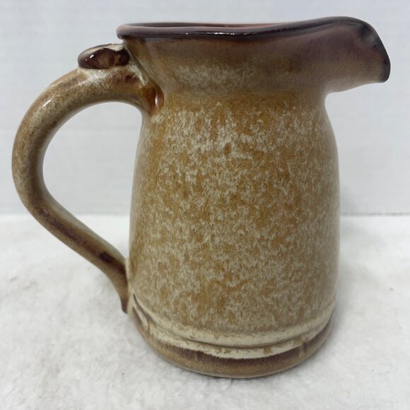 Handcrafted Brown Glazed Ceramic Pitcher Signed Saya - Picture 3 of 7